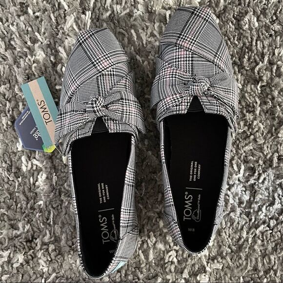 NIB TOMS Alpargata Multi Plaid Bow Shoes - Picture 5 of 9